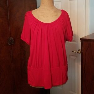 Women's blouse short sleve,wide band at bottom